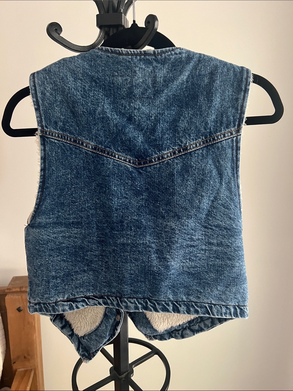 FREE PEOPLE Vest WE THE FREE Denim FLORENCE RANCH VEST Sherpa Blue - Picture 5 of 5